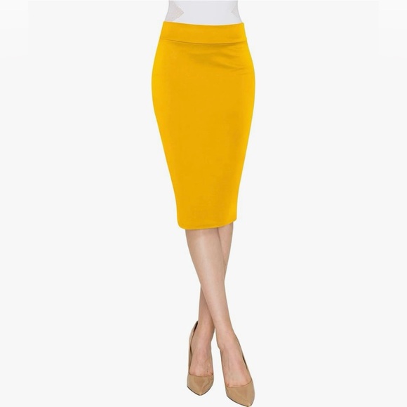 Amy's Closet Dresses & Skirts - Women's Elastic Waist Stretch Bodycon Midi Knee Length Pencil Skirt for Office